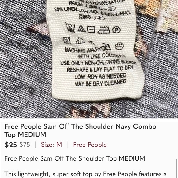 Free People Sam Floral Navy Top - Picture 7 of 9